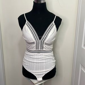 Blue Blush white lace Chic bodysuit